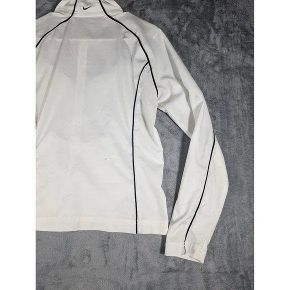 Nike Air Womens M White Black Chevron Full Zip Mock Neck Track Jacket Windbreake - Picture 8 of 10